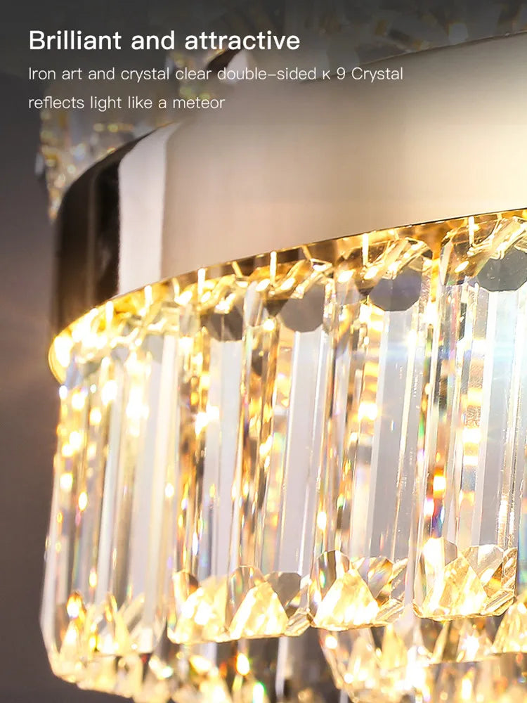 Afralia™ Luxury Crystal Ceiling Chandelier for Living Room Bedroom Villa Lighting