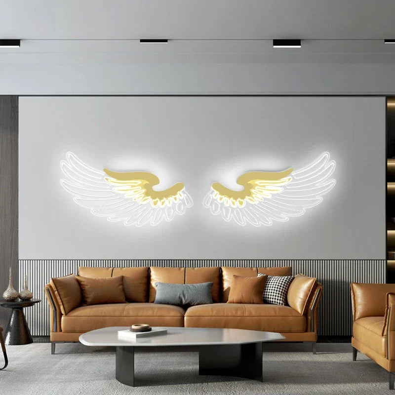 Afralia™ Angel Wings RGB LED Wall Lamp for Living Room Bedroom Restaurant Bar