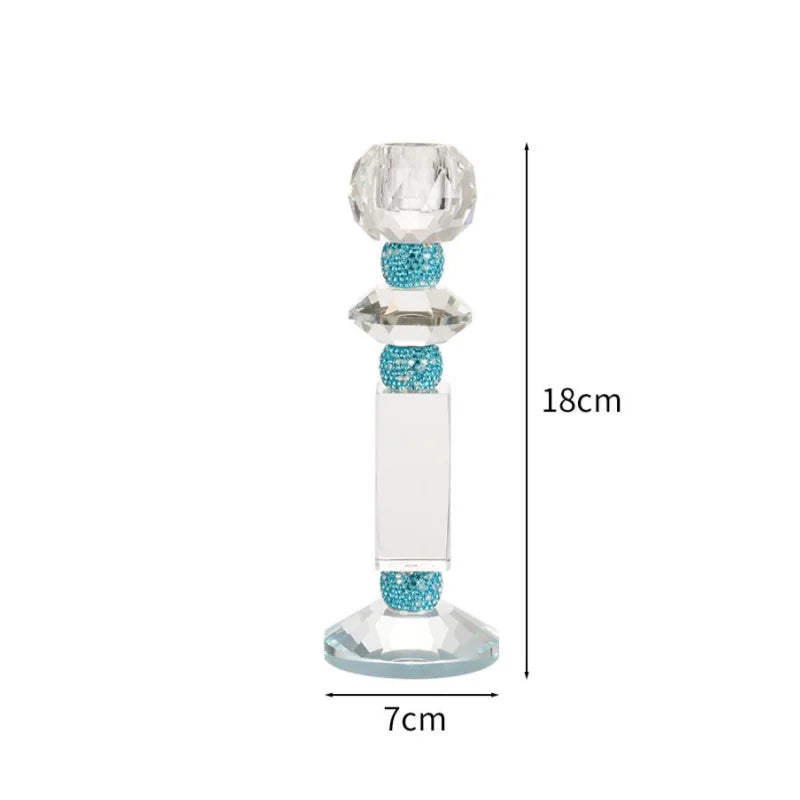 Afralia™ Blue Diamond Crystal Glass Candle Holder Candelabrum