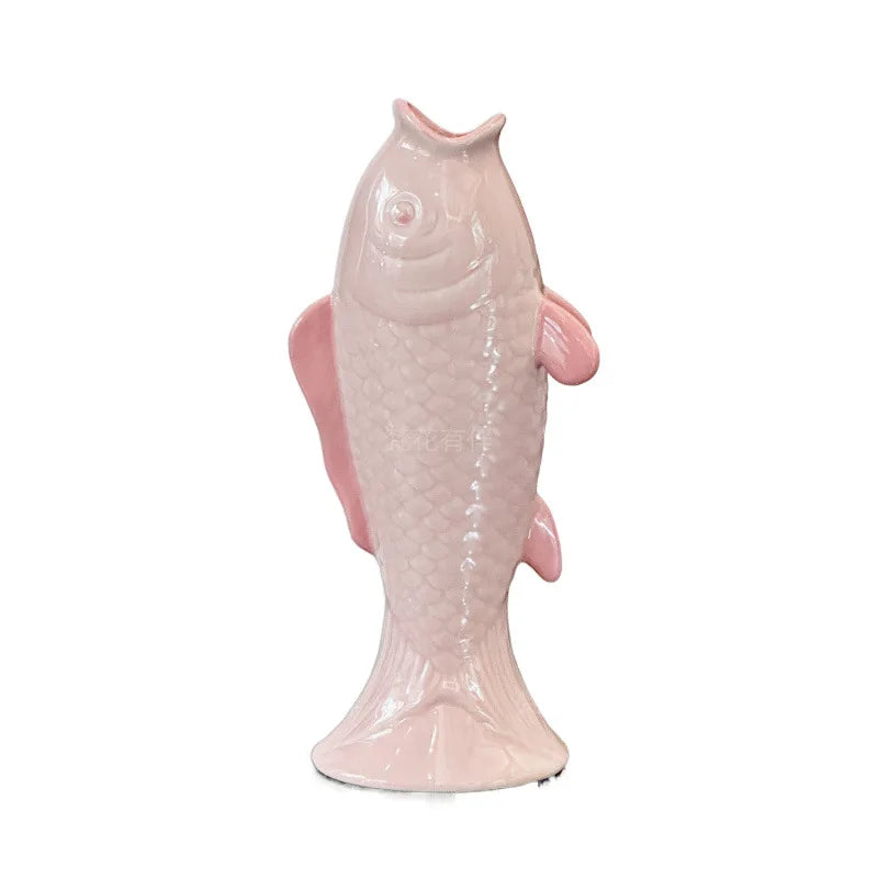 Afralia™ Pink Carp Vase: Simulated Fish Statue, Flower Arrangement Accessory