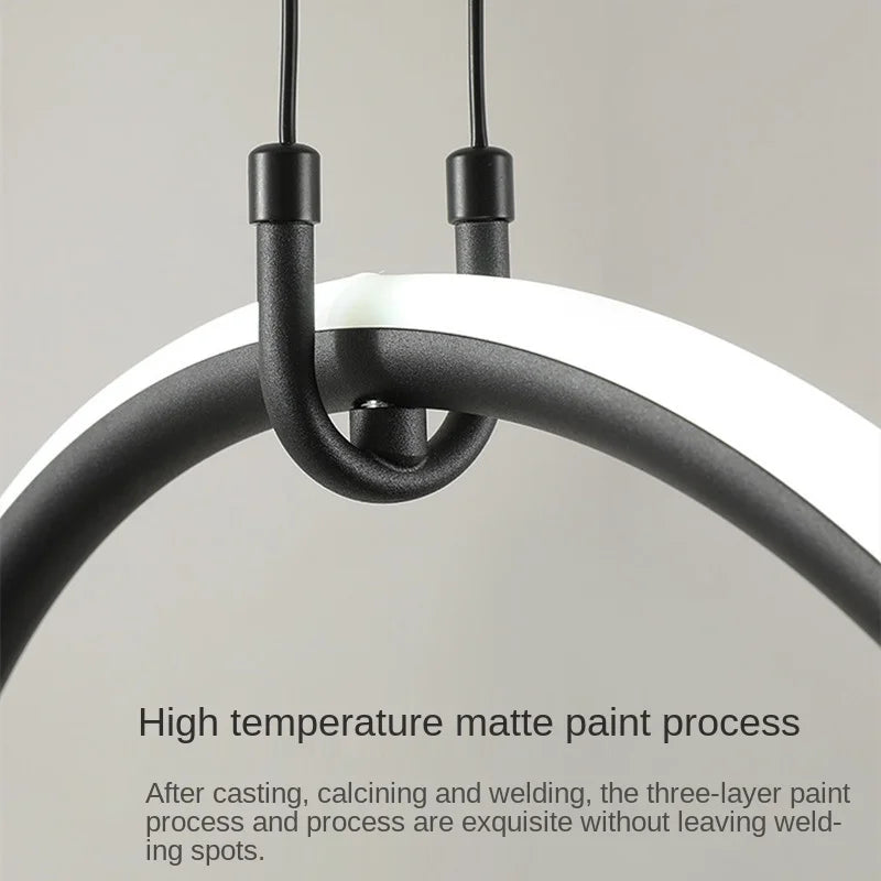 Afralia™ Black LED Ceiling Chandelier with Remote Control for Modern Minimalist Home Decor