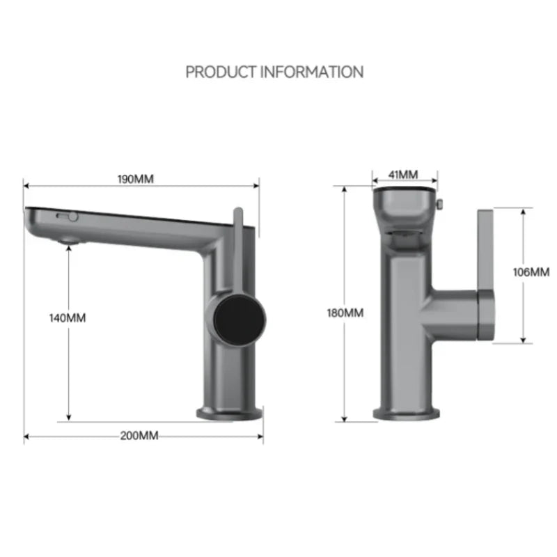 Afralia™ LED Digital Display Basin Faucet, Hot Cold Water Mixer Tap, 2 Modes