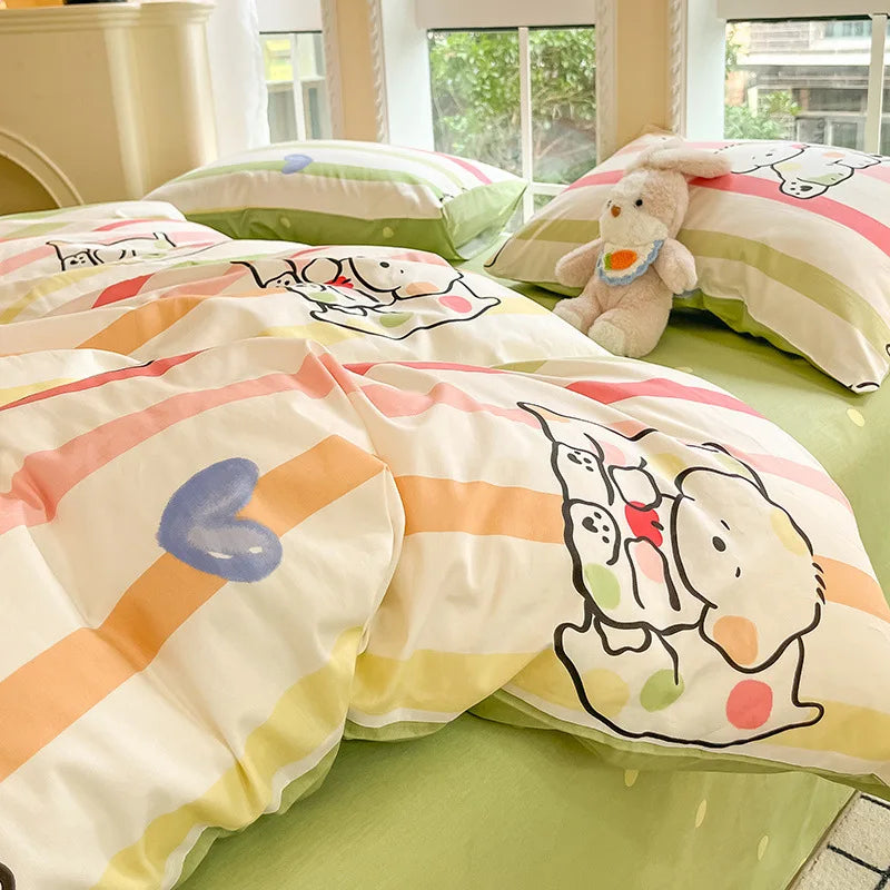 Afralia™ Geometric Pattern Cotton Bedding Set: Soft, Durable Quilt Kit for Adults