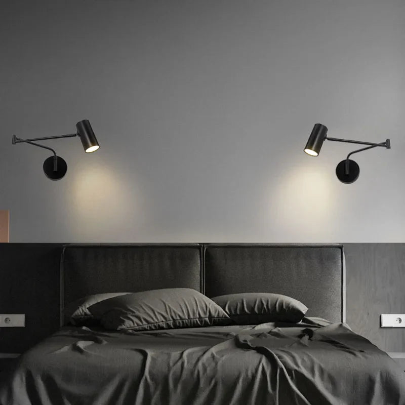 Afralia™ Acrylic Iron LED Wall Lamp Modern Rotate Black Stair Light
