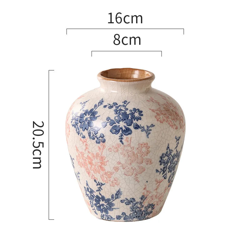 Afralia™ Blue & White Ceramic Vase, Chinese-style Handcrafted Flower Vase - Home Decoration