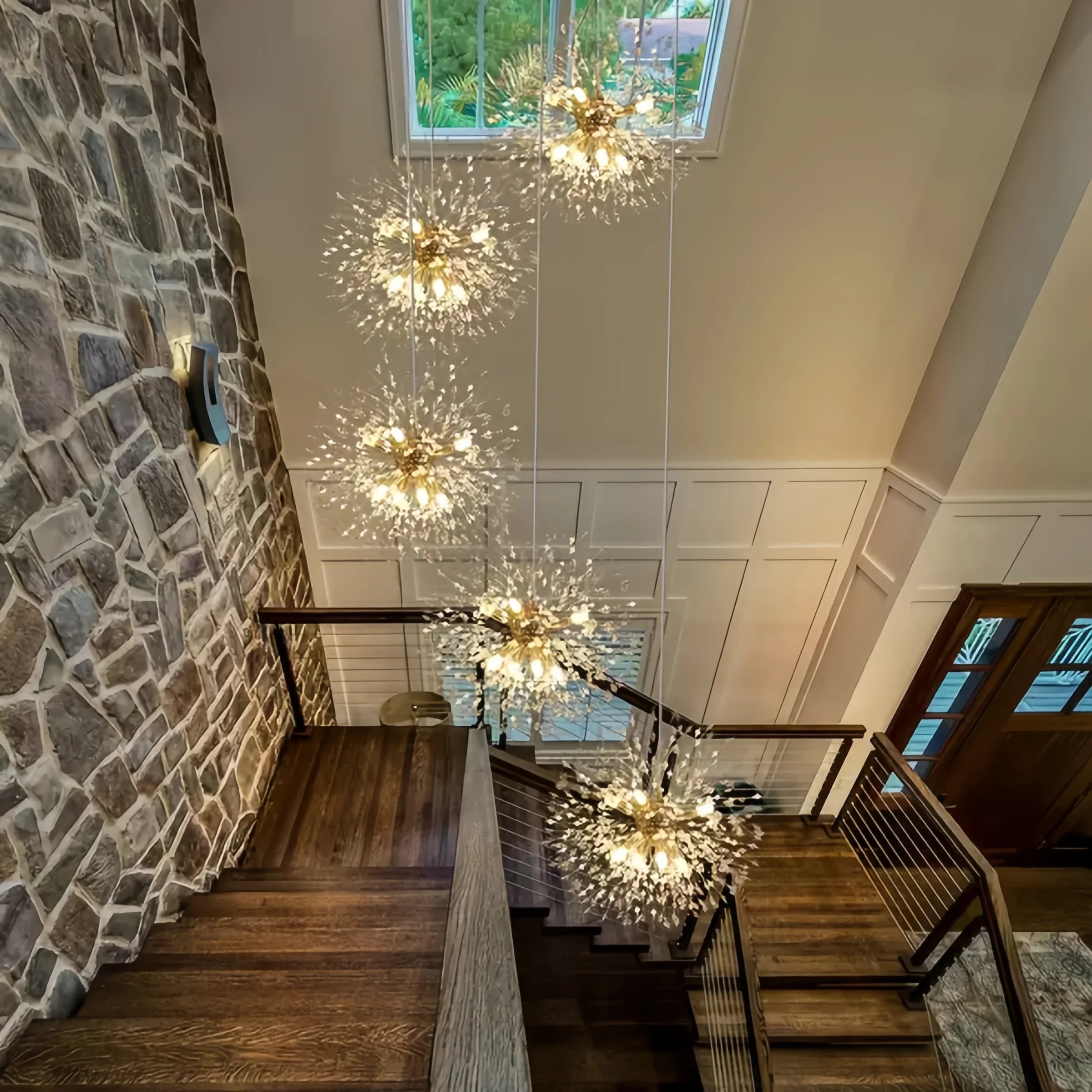 Afralia™ Modern Silver LED Chandelier for Staircase Loft Living Room Lobby