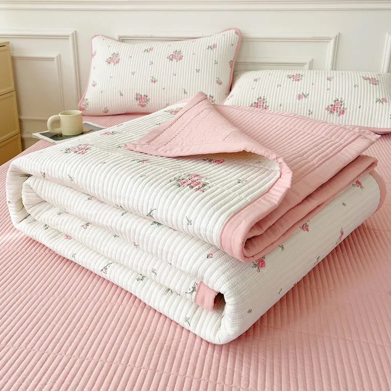 Afralia™ Cartoon Small Fresh Washed Cotton Bed Sheets Bedspread