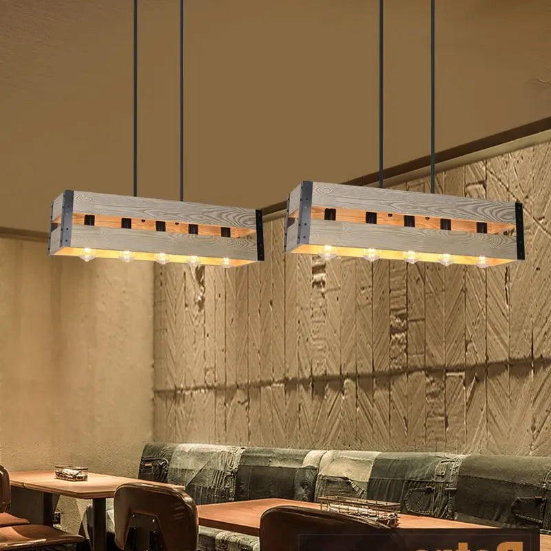 Afralia™ 6-Head Industrial Style Pendant Lamp - Retro Solid Wood Iron Table Light