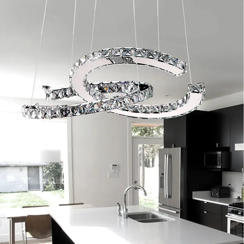 Afralia™ Modern Crystal Chandelier LED Pendant Light for Home, Living Room, Restaurant