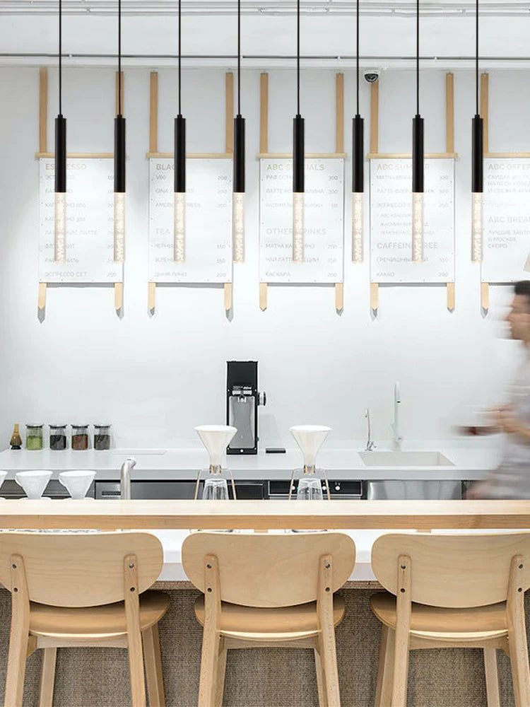 Afralia™ Black Cylinder Pendant Lights for Modern Kitchen Island and Dining Table