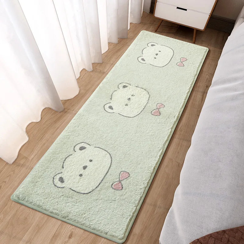 Afralia™ Lovely Rabbit Pink Bedside Rug for Girls Children Bed Room