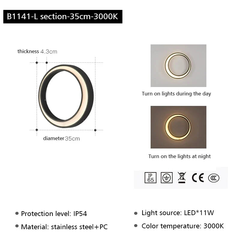 Afralia™ LED Outdoor Moon Wall Lamp Waterproof Modern Minimalist Sconce for Courtyard Balcony