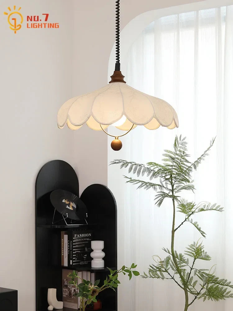 Afralia™ Retro LED Pendant Lights Fabric Art Hanging Lamp for Home and Cafe