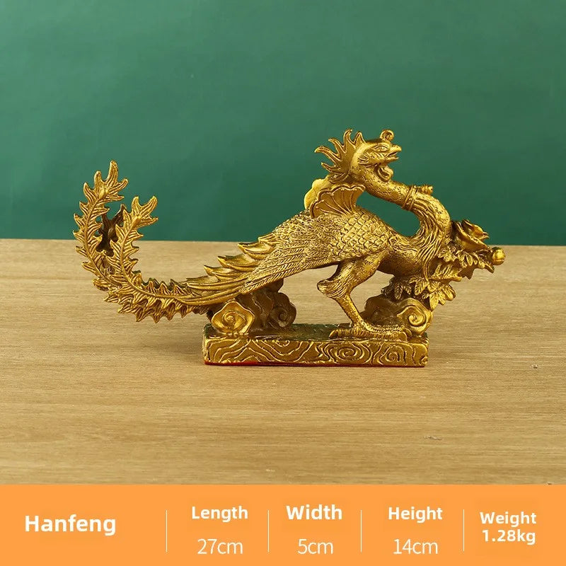 Afralia™ Dragon Phoenix Zodiac Ornaments Pure Copper Decor Mascot Home Accessories