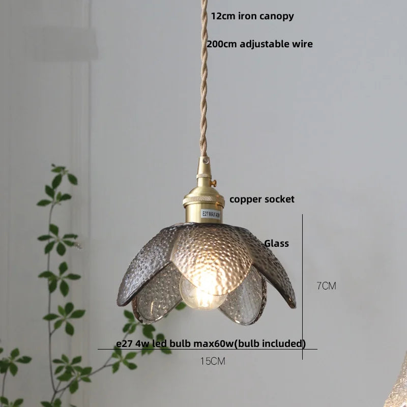 Afralia™ Flower Glass LED Pendant Lights | Nordic Modern Style | Adjustable Hang Lamp