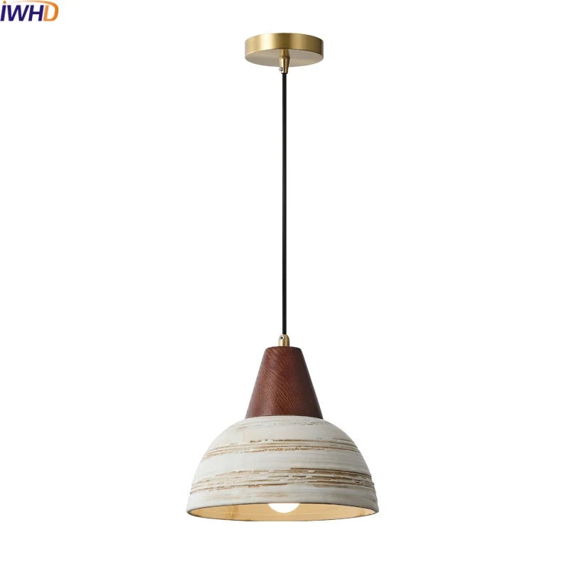 Afralia™ Ceramic Wood LED Hanging Pendant Light - Nordic Modern Design