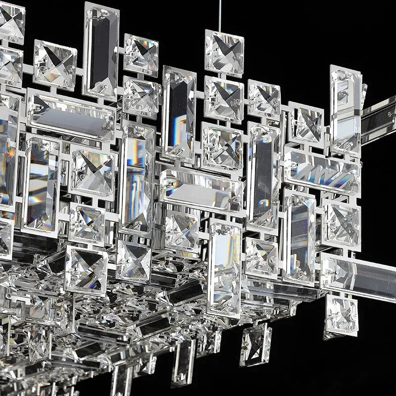 Afralia™ Square Crystal Pendant Chandelier for Modern Living Room, Bedroom & Dining Room