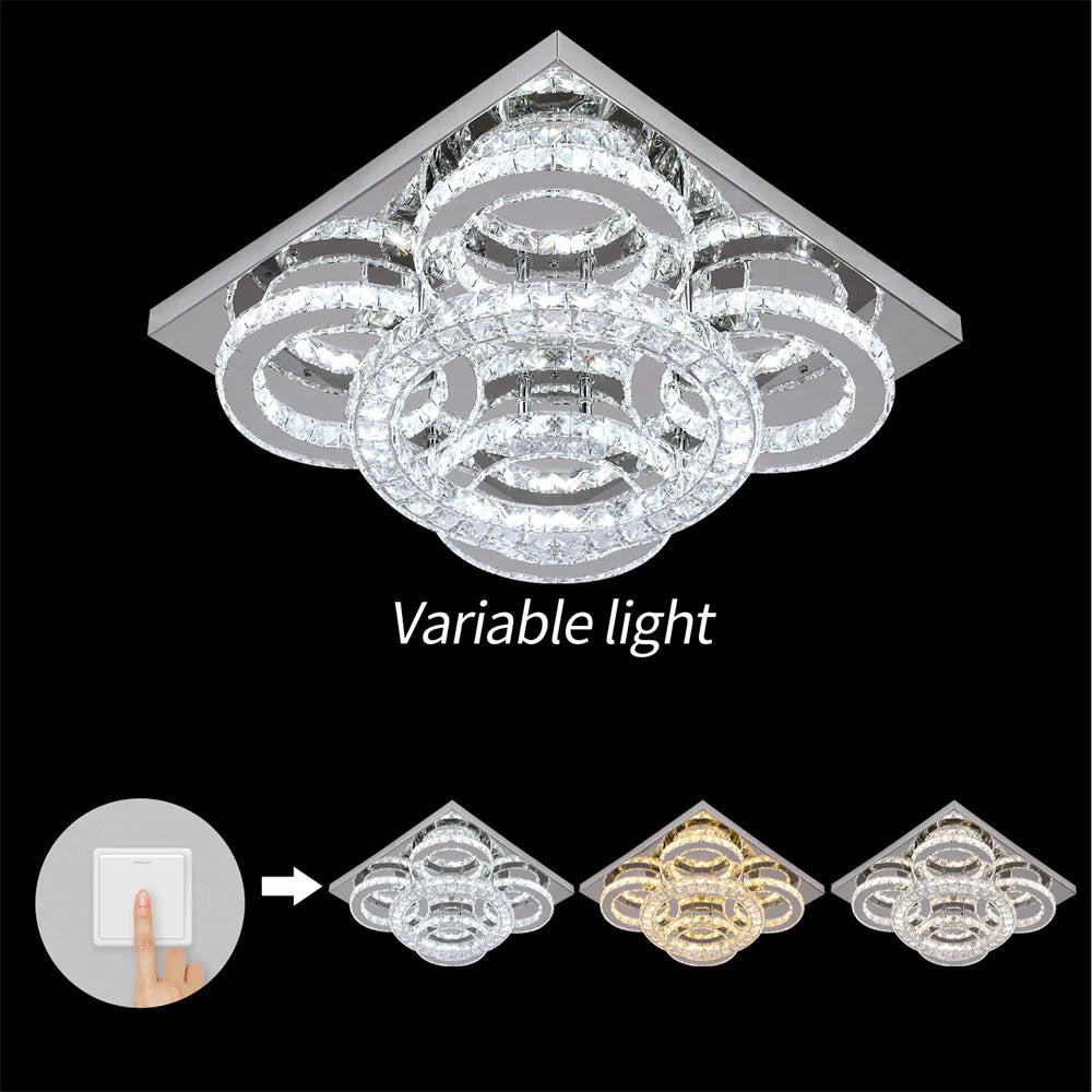 Afralia™ Crystal LED Ceiling Chandelier: Elegant 3-Side Nordic Indoor Light for Living Room