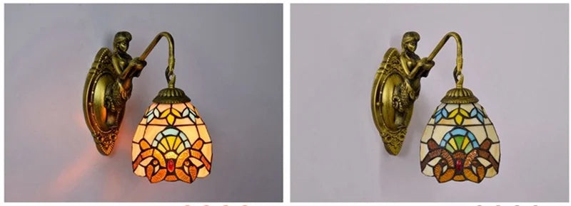 Afralia™ Nordic Tiffany Glass Wall Lamp for Bedroom and Corridor