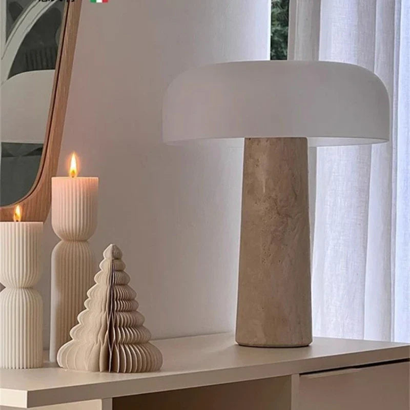 Afralia™ Cream Marble Table Lamp: Modern LED Bedroom Lighting Fixture