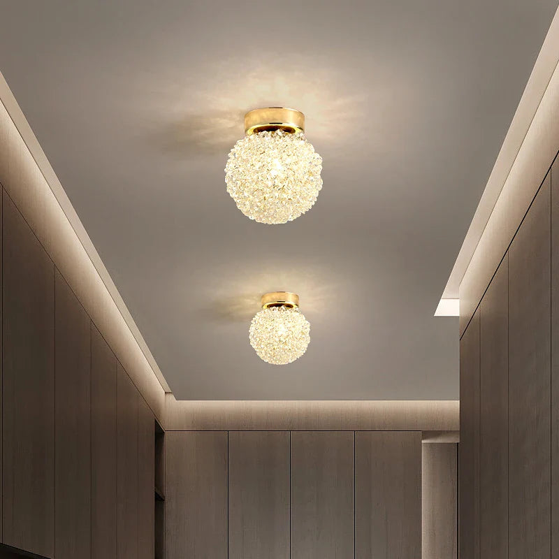 Afralia™ Gold Metal Crystal Pendant Light for Bedroom Dining Room Aisle Corridor