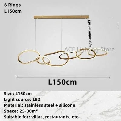 Afralia™ Gold LED Ring Ceiling Chandelier: Modern Luxury for Bar, Hotel, Bedroom & Restaurant
