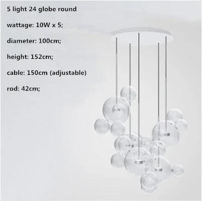 Afralia™ Modern Clear Glass Globe LED Pendant Light - Micky Copper Hanging Lamp
