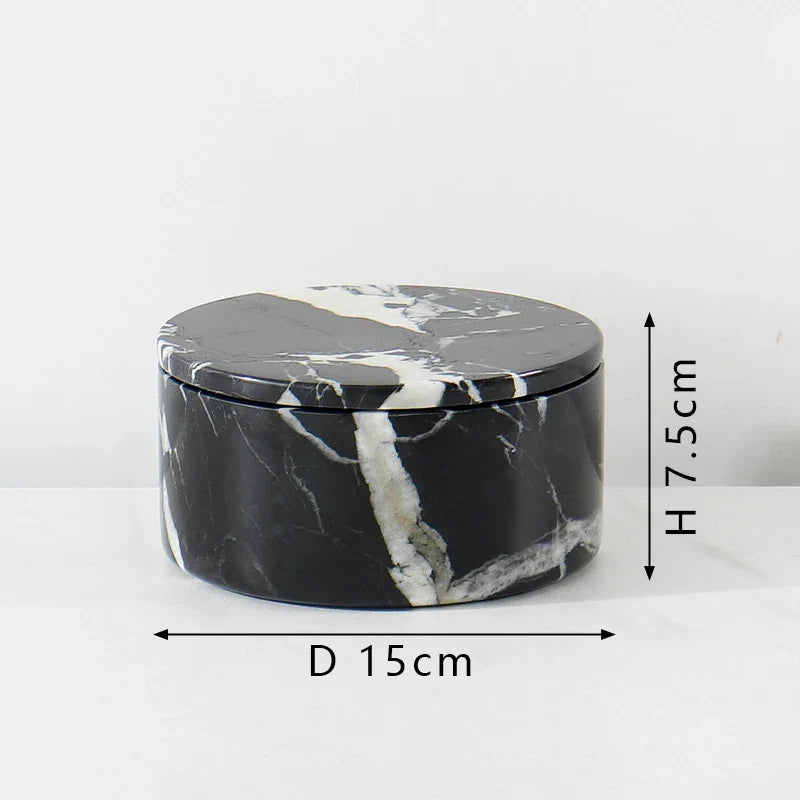 Afralia™ Grand Antique Marble Stone Storage Jar Luxury Box