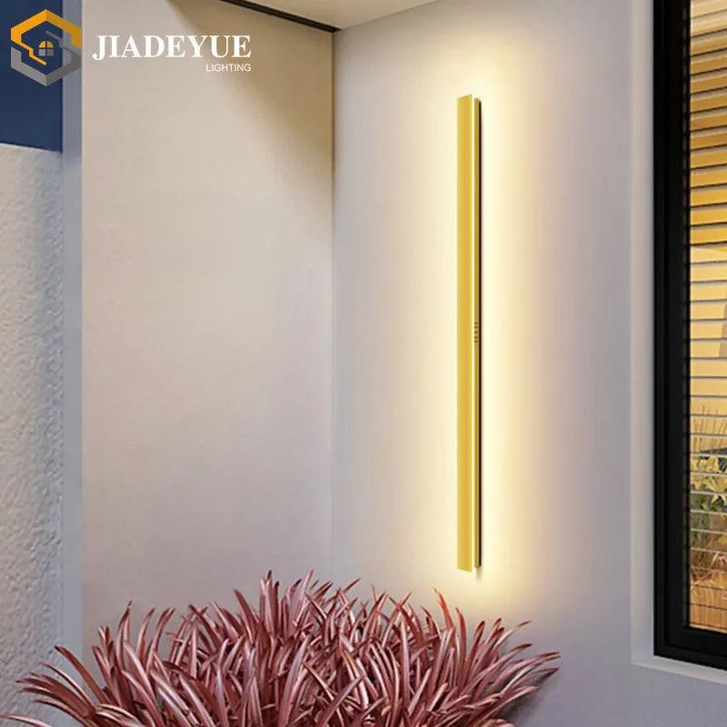 Afralia™ Golden Modern Outdoor LED Wall Light - IP65 Waterproof Garden Lighting