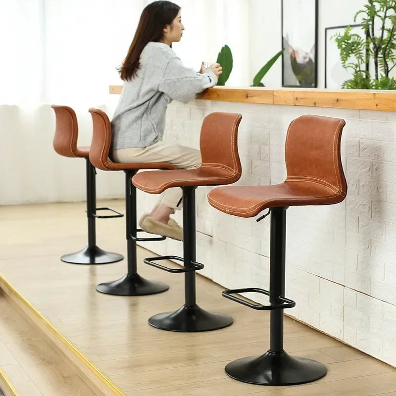 Afralia™ Nordic Minimalist High Stool with Backrest, Adjustable Height & Rotation for Kitchen & Bar