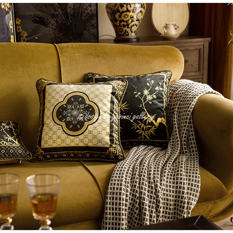 Afralia™ Luxury Cushion Cover: Black Gold Geometry Decorative Pillowcase