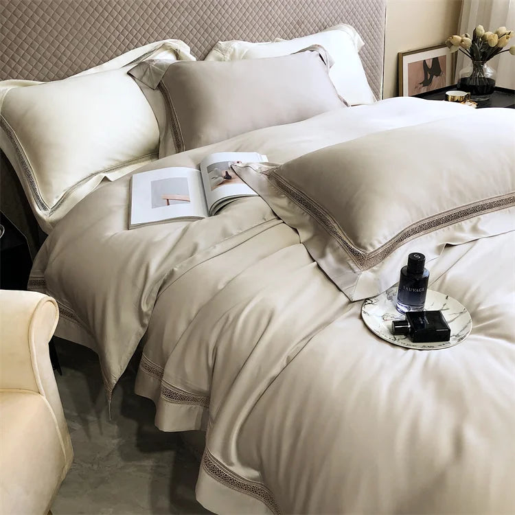 Afralia™ Luxury 1000TC Egyptian Cotton Bedding Set with Hollow Lace and Broad Side