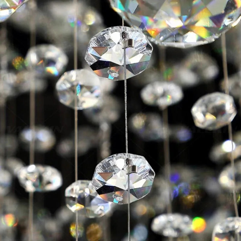 Modern Crystal Chandelier LED Lights Elegant Design for Hotel Villa Hall - Afralia™ Manggic