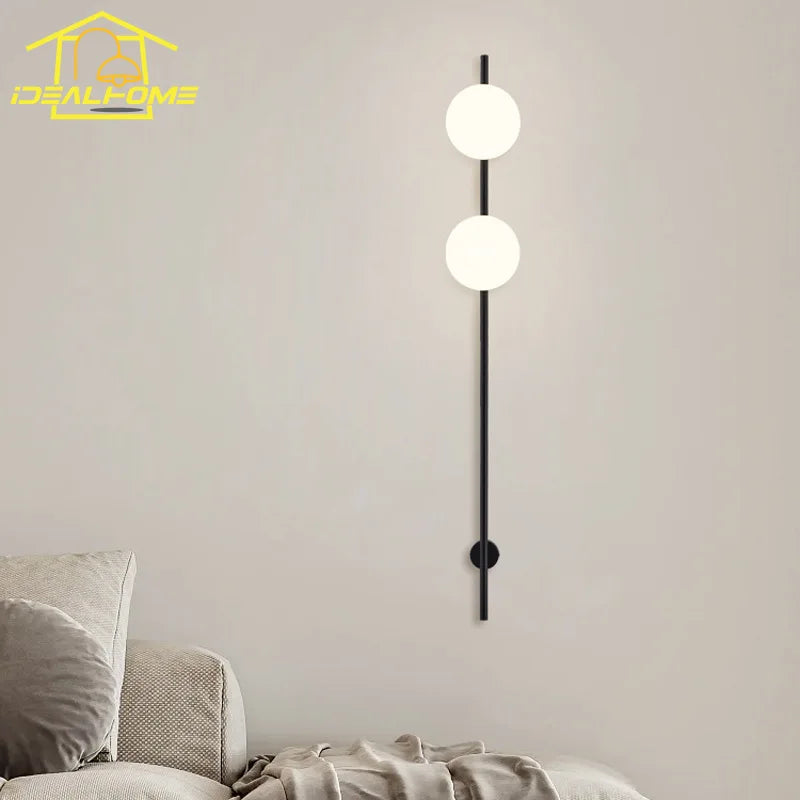 Afralia™ Modern Black Wall Lamp LED E27 Double Head Bedroom Living Room Decor