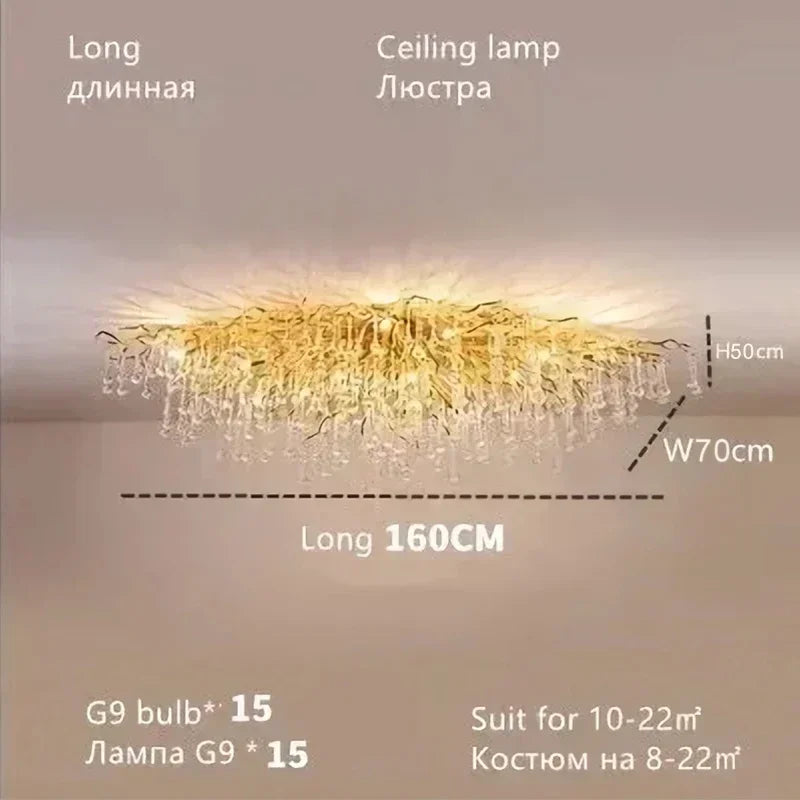 Afralia™ Modern Gold Crystal Chandelier for Bedroom, Dining, Living, Kitchen Lighting