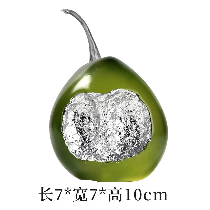 Afralia™ Silver Pear Resin Sculpture Handicraft - Abstract Fruit Decorative Figurine Craft