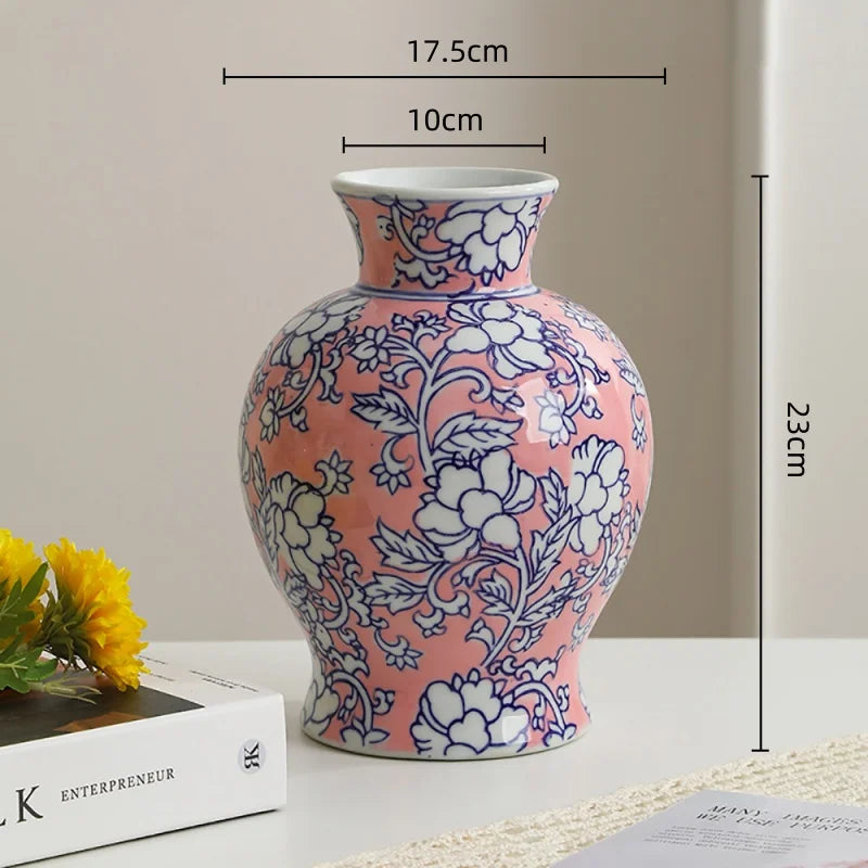 Afralia™ Chinese Vintage Blue White Porcelain Vase Home Decor Ceramic Handicraft Bottle