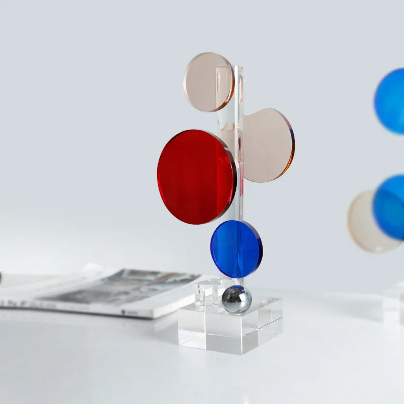 Afralia Geometric Crystal Circle Sculpture Ornaments Home Decor Figurines