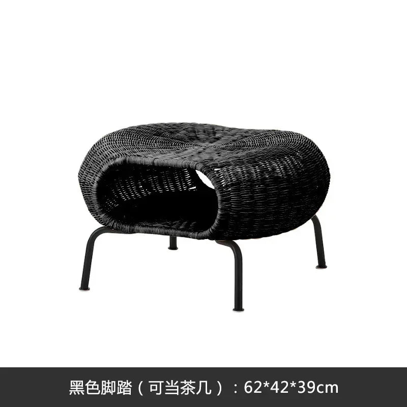 Afralia™ Rattan Handmade Knitted Belt Footstool Bench: Modern Minimalist Storage Furniture