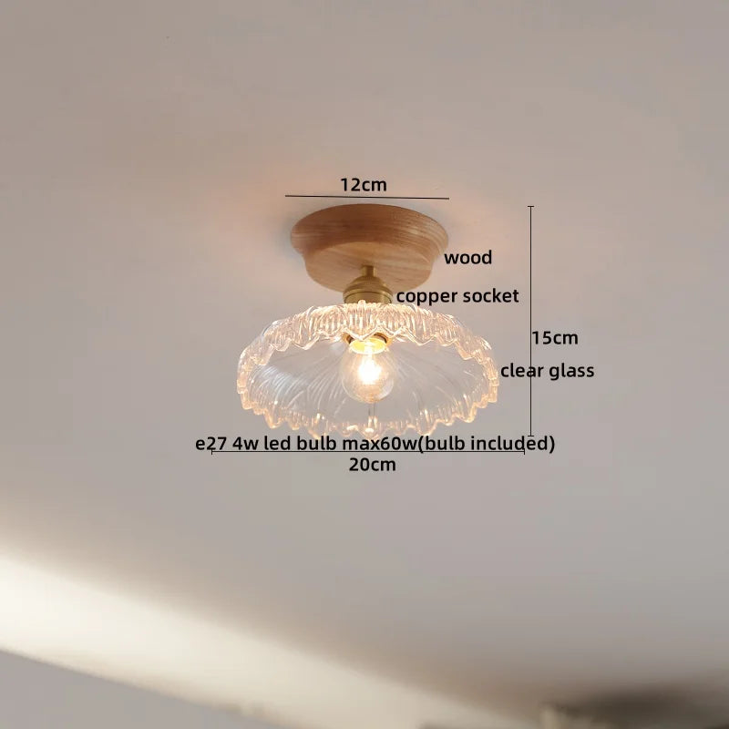 Afralia™ Glass Wood LED Ceiling Light Modern Ceiling Lamp