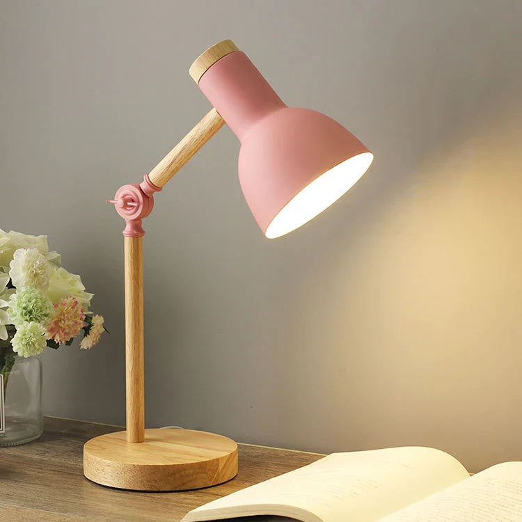 Afralia™ Nordic Wooden Art Iron LED Desk Lamp for Home Decor & Reading