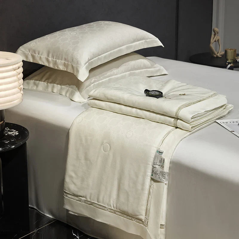 Afralia™ Silky Cool Jacquard Summer Quilt Bedding Set with Soft Lyocell Fiber, Sheet & Pillowcase