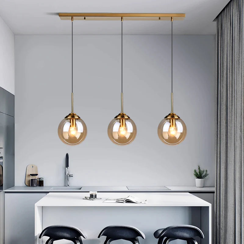 Afralia™ Glass Pendant Lamp LED Hanging Light for Dining Room Kitchen Island Bedroom