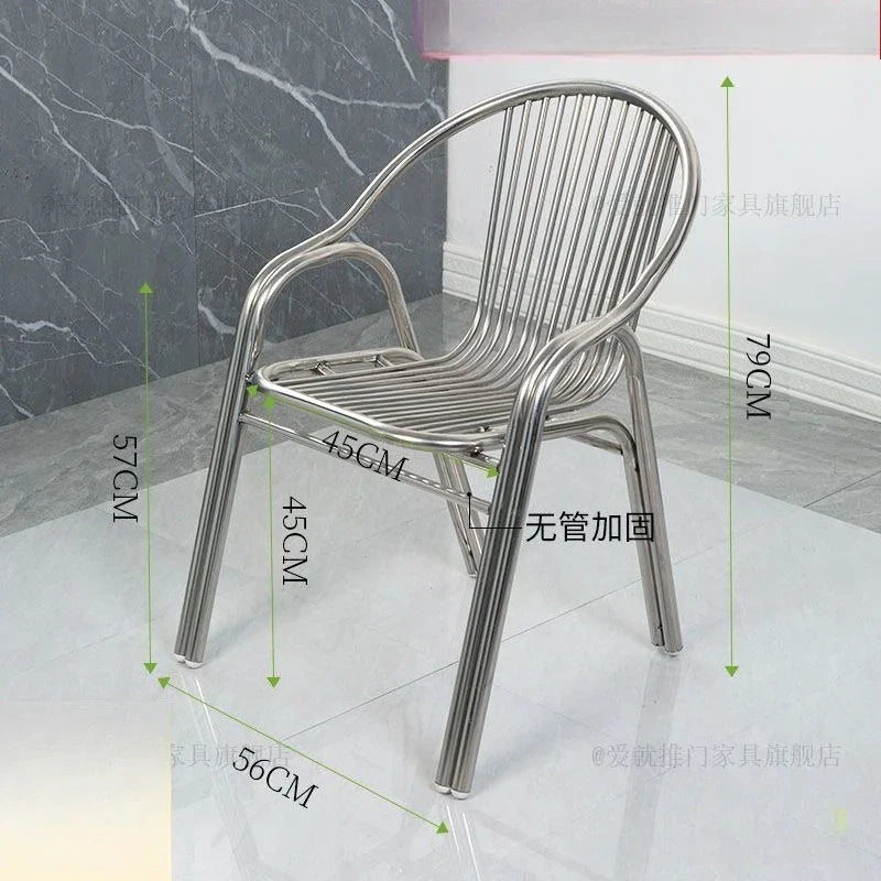 Afralia™ Stainless Steel Hollow Backrest Chair for Outdoor, Balcony, Dining - Single