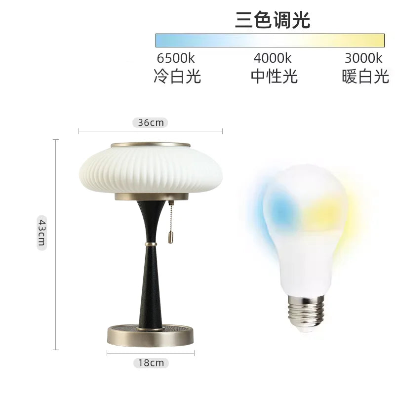 Afralia™ Matsutake Glass Desk Lamp: Medieval Style for Bedroom, Living Room & Study.
