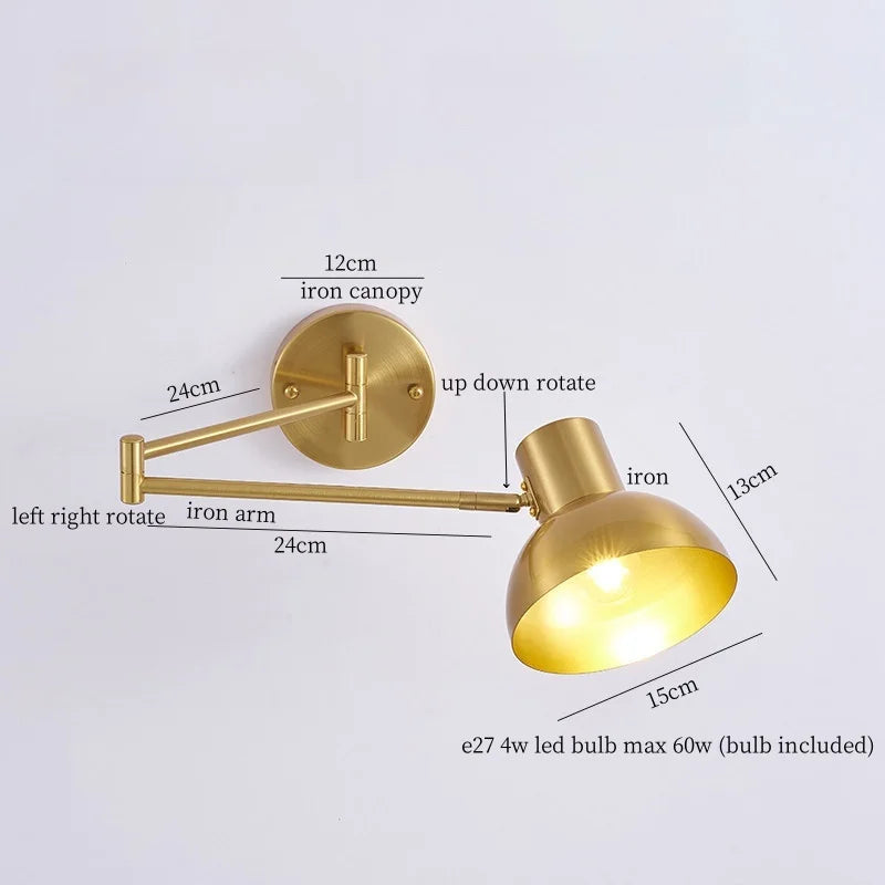 Afralia™ Swing Arm LED Wall Light for Bedroom Kitchen Living Room Mirror Bedside Lamp