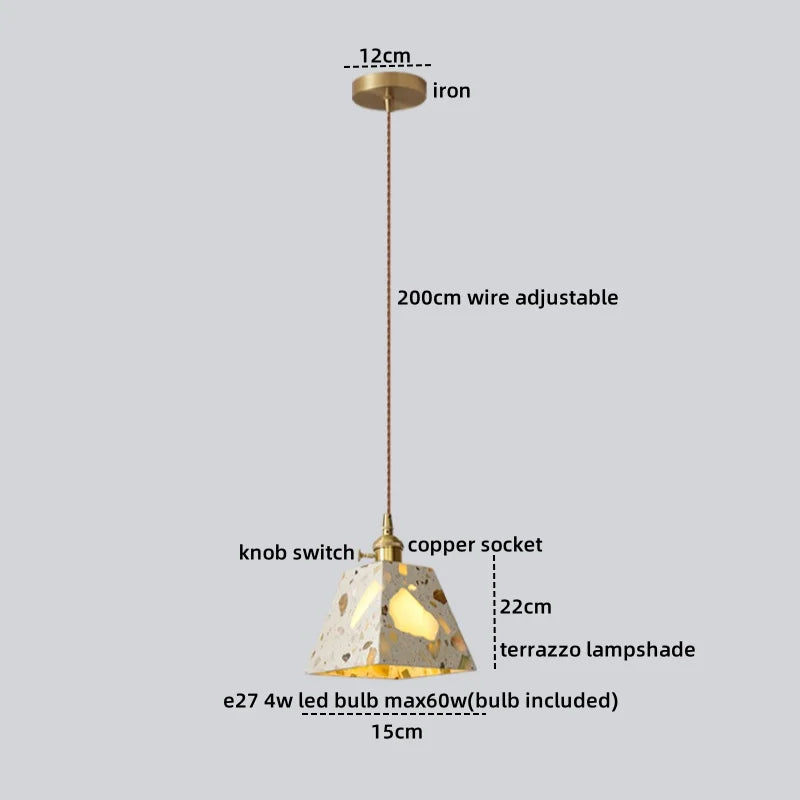 Afralia™ Terrazzo Wood LED Pendant Light for Stylish Home Decor