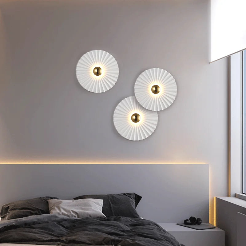 Afralia™ Nordic Lotus Leaf Flower Wall Sconce - Luxury Round White Decor Lamp