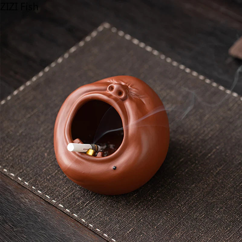 Afralia™ Yawning Figures Ashtray: Creative Purple Clay Smoking Accessory for Weed