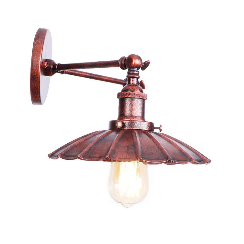 Afralia™ Adjustable Rustic LED Wall Lamp Antique Industrial Style Iron Vintage Lightings